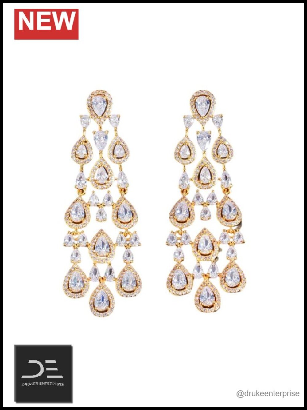 14K Gold Crystal Chandelier Earrings Dainty Moissanite Tassel Long Drop Jewelry